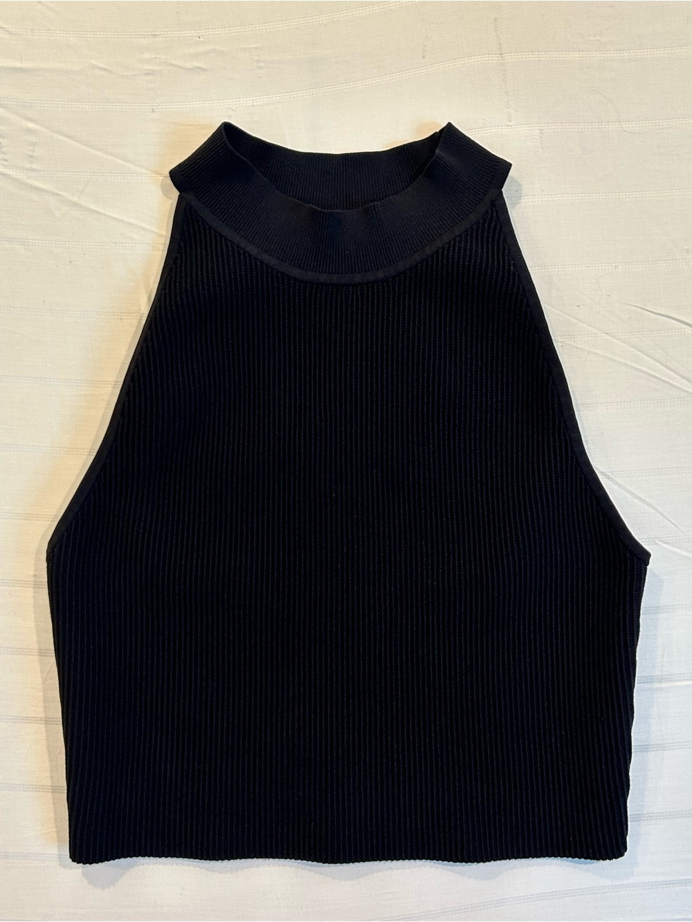 Babaton Black Ribbed Women's Sculpt Knit Halter Top
